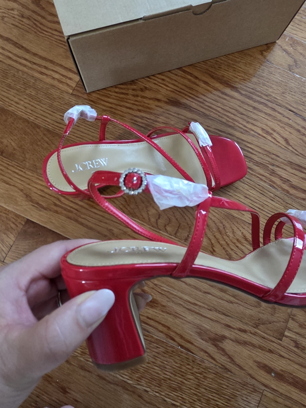 J. Crew Bright Red Patent Strappy Sandals - Picture 9 of 12